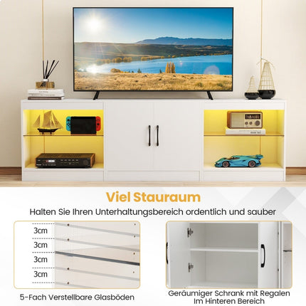 TV stolek 3v1 s LED, nastavitelné police, max. 85"