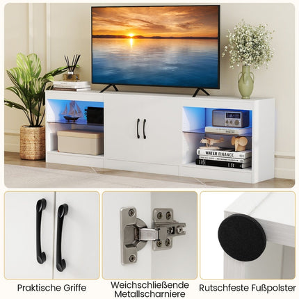 TV stolek 3v1 s LED, nastavitelné police, max. 85"