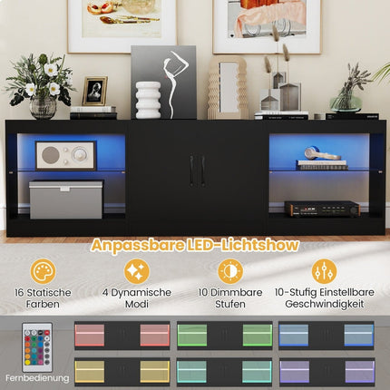 TV stolek 3v1 s LED osvětlením pro televize do 85", černý