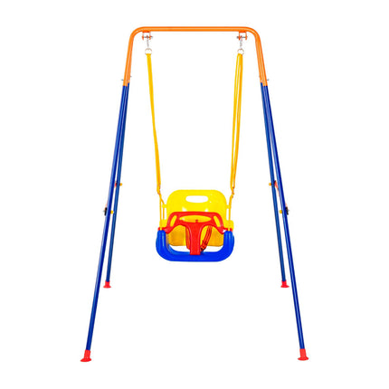 3-in-1 Toddler Swing Set, Foldable Steel A-Frame, 200 lb