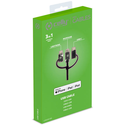 Kabel 3v1 MicroUSB / Lightning / USB-C 1m