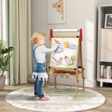 Adjustable height double-sided easel for children with shelf, ages 3-8