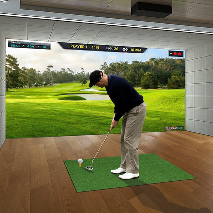 Golfová odpalová podložka 3v1 s umělým trávníkem, 2 týčka, 2 zaměřovací tyčky a 6 předvrtaných otvorů, 152 x 92 cm, 27 mm