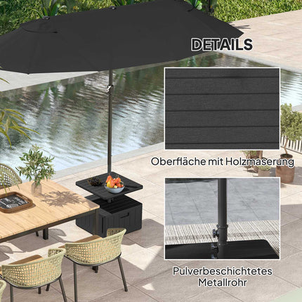 3-in-1 parasol stand 80 kg, fillable and plantable, black