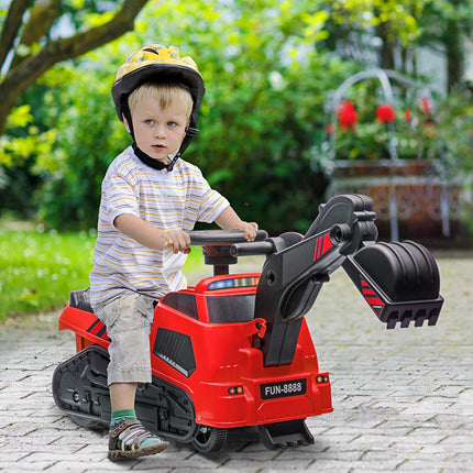 Traveling excavator with music, 25 kg capacity, red/black
