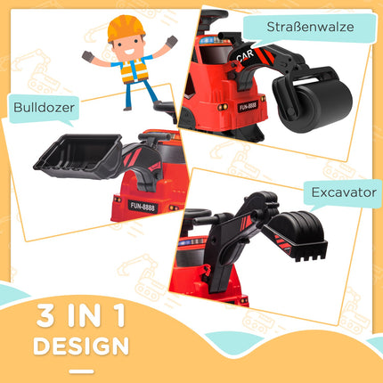 Traveling excavator with music, 25 kg capacity, red/black