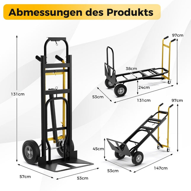 3 v 1 rudl se 4 gumovými koly a upínacím lanem, přepravní vozík s nosností až 360KG / 450KG