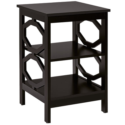 3 level bedside table OO-shaped side table with stable structure 40 x 40 x 61 cm brown