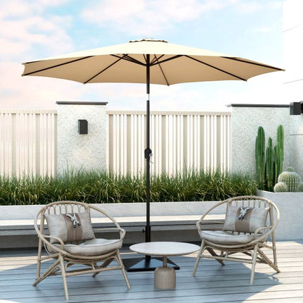 3m Patio Umbrella, 8-Rib Tilt Crank, Vented Top, Beige