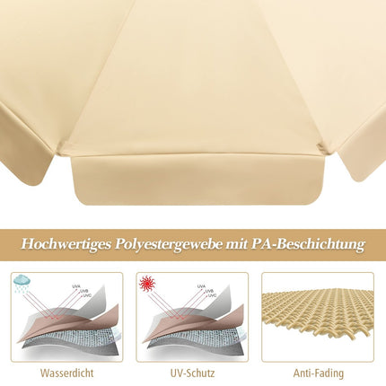 Naklápěcí slunečník 3m z voděodolné polyesterové tkaniny zahradní slunečník s UV ochranou béžová