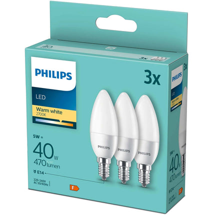 LED žárovka E14 svíčka 5W (40W) matná 470lm, 3 ks