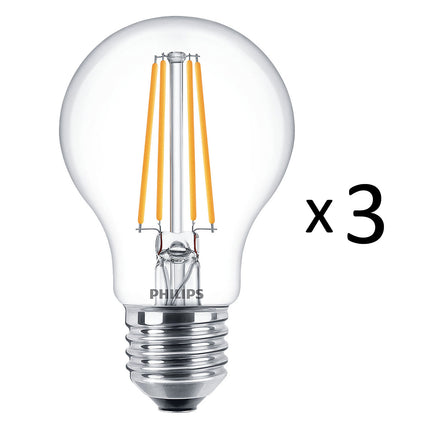 LED žárovka E27 klasická čirá 60W 806lm, 3 ks