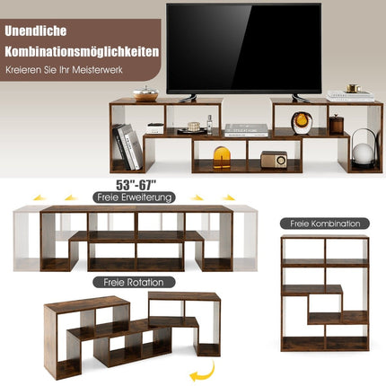 3-part wooden TV cabinet for TVs up to 65" Freely combinable TV stand brown