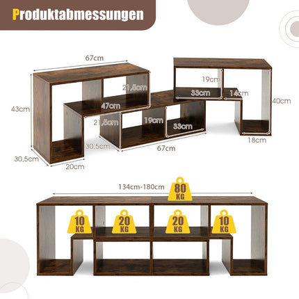 3-part wooden TV cabinet for TVs up to 65" Freely combinable TV stand brown