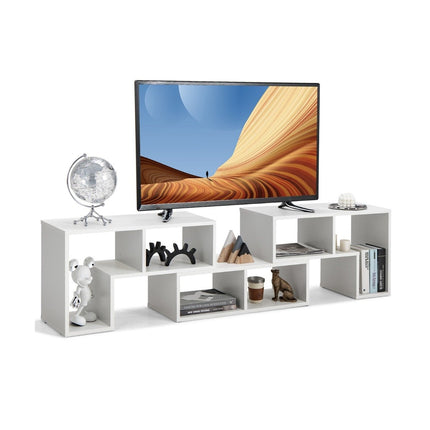 Třídílný dřevěný TV stolek pro televize do 65" volně kombinovatelný, bílý