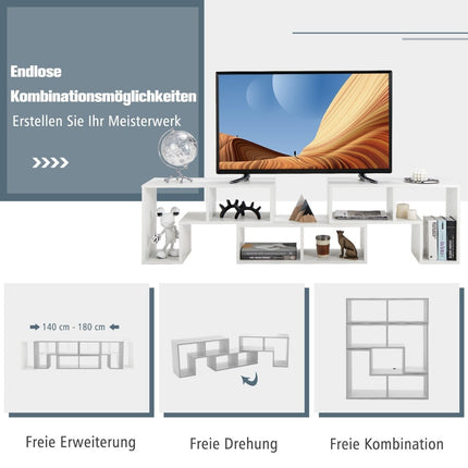 Třídílný dřevěný TV stolek pro televize do 65" volně kombinovatelný, bílý