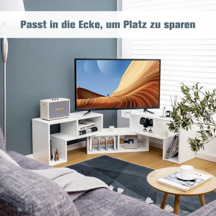 Třídílný dřevěný TV stolek pro televize do 65" volně kombinovatelný, bílý