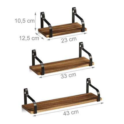 3 pcs. Floating wooden shelves