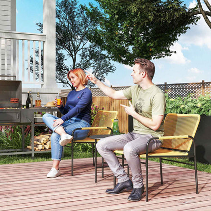 Ratanový bistro set - 2 židle a stůl, zahrada/terasa, žlutá
