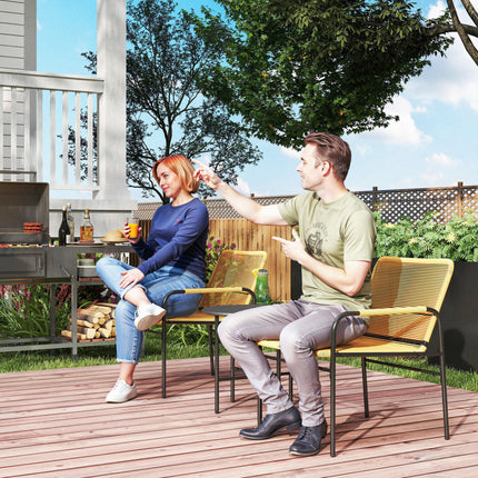 Ratanový bistro set - 2 židle a stůl, zahrada/terasa, žlutá