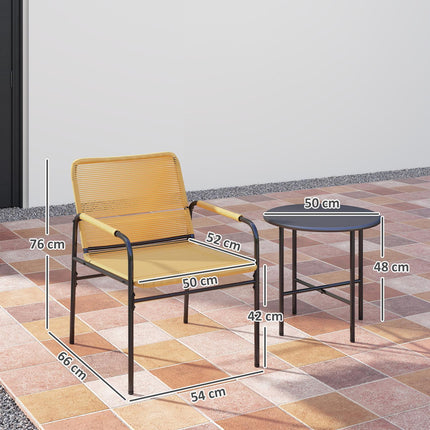 Ratanový bistro set - 2 židle a stůl, zahrada/terasa, žlutá