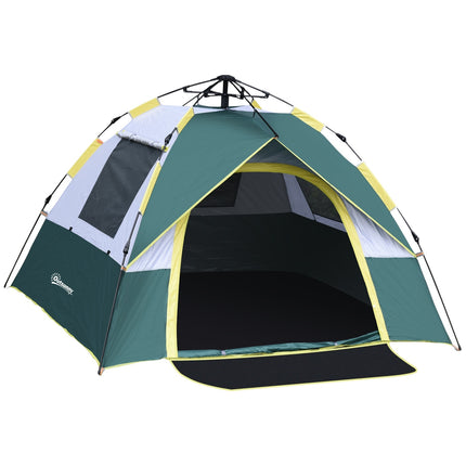 Kupolový stan pro 3 osoby, voděodolný polyester, zelený, 205x195x135cm