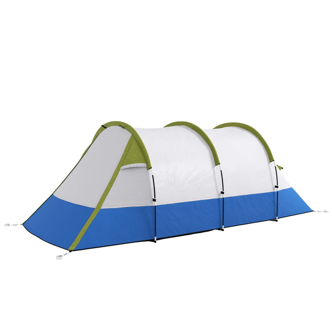 Kampeertent, tunneltent voor 3 personen, met lichte haken, luifel, 2 kamers, winddichte familietent met draagtas, 2000 mm waterafstotende pop-up tent voor kamperen, tuin, groen |