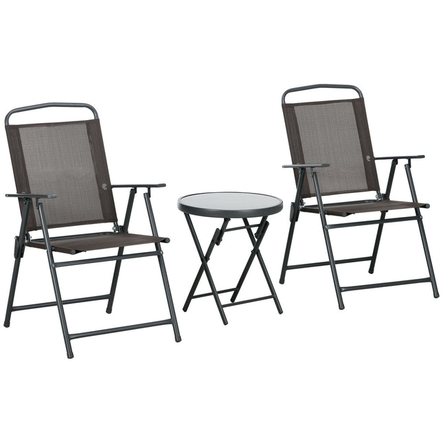 3dílný kovový bistro set odolný proti povětrnosti se skládacím stolem