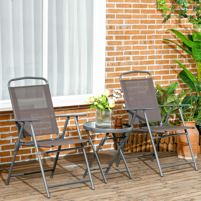 3dílný kovový bistro set odolný proti povětrnosti se skládacím stolem