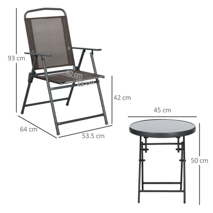 3dílný kovový bistro set odolný proti povětrnosti se skládacím stolem