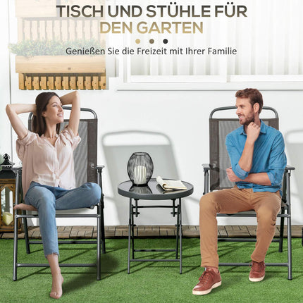 3dílný kovový bistro set odolný proti povětrnosti se skládacím stolem