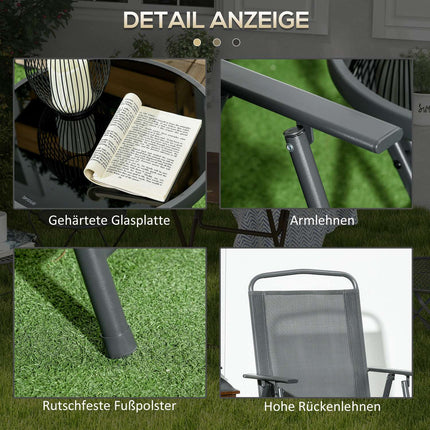 Kovový bistro set 3dílný, odolný povětrnosti, skládací stůl