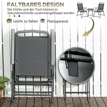 Kovový bistro set 3dílný, odolný povětrnosti, skládací stůl