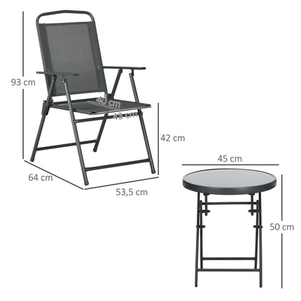 Kovový bistro set 3dílný, odolný povětrnosti, skládací stůl