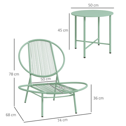 Zelený ocelový bistro set - odolný počasí, ergonomické židle