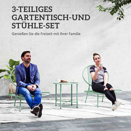 Zelený ocelový bistro set - odolný počasí, ergonomické židle