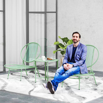 Zelený ocelový bistro set - odolný počasí, ergonomické židle