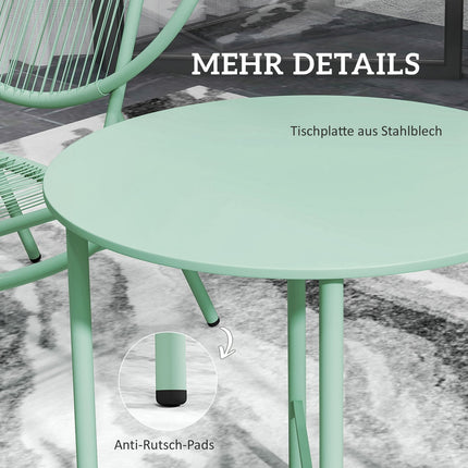 Zelený ocelový bistro set - odolný počasí, ergonomické židle