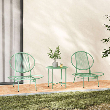 Zelený ocelový bistro set - odolný počasí, ergonomické židle