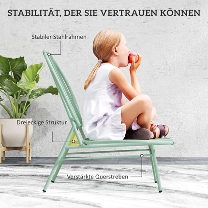 Zelený ocelový bistro set - odolný počasí, ergonomické židle