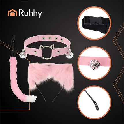 Třídílný kostým kočky/lišky, růžový, Ruhhy 26585