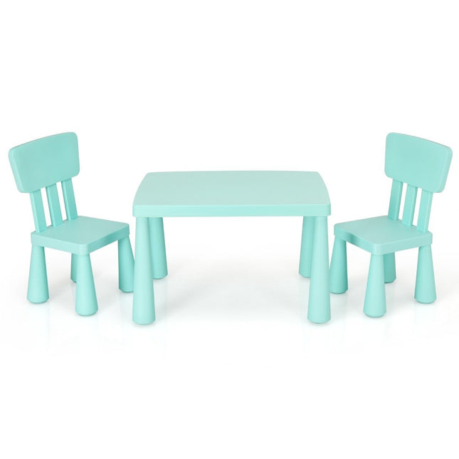 3-teilige Kindersitzgruppe, Kindertisch mit 2 Stühlen, Kindermöbel aus Kunststoff, grün