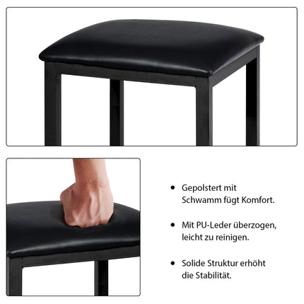 Třídílný jídelní set, barový stůl se 2 čalouněnými barovými stoličkami, kovový rám, hnědý