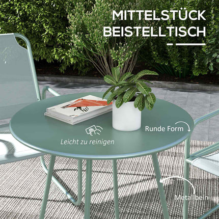 3-piece green mesh bistro set with table and chairs