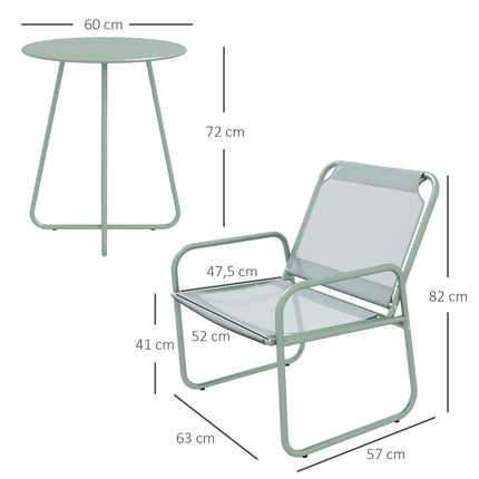 3-piece green mesh bistro set with table and chairs