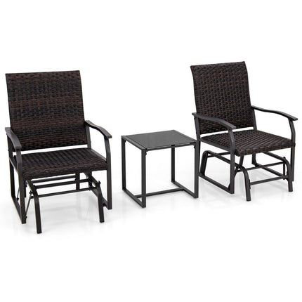 3-delige rotan balkonmeubelset Balkonset met 2 stoelen en tafel Tuinmeubelen met gevoerde zitting
