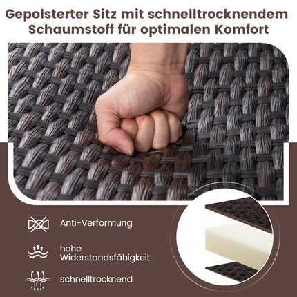 3-delige rotan balkonmeubelset Balkonset met 2 stoelen en tafel Tuinmeubelen met gevoerde zitting