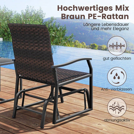 3-delige rotan balkonmeubelset Balkonset met 2 stoelen en tafel Tuinmeubelen met gevoerde zitting