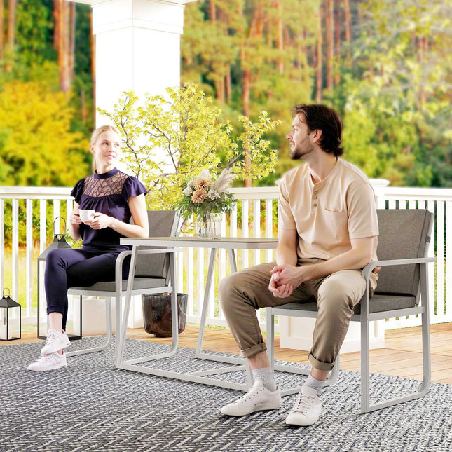 Jídelní sestava 3dílná, stůl a židle pro 2, světle šedá