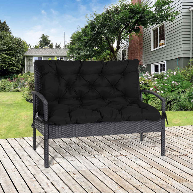 Sedák na lavici pro 3 osoby s popruhy – 100x98x8 cm, černá
